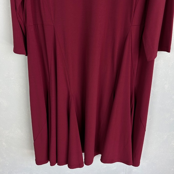 Midnight Velvet midi dress plus size 3X jersey knit fit & flare burgundy NEW - Picture 4 of 15
